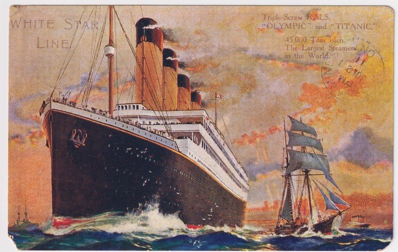 WHITE STAR LINE TITANIC & OLYMPIC POSTED 1911 TO BOOTH, VICTORIA MINE ONTARIO