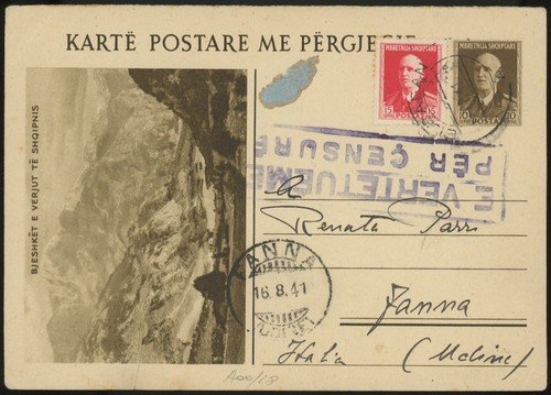 Albania Albanien 1941 Italian Occupation Illustrated PostCard Michel P49 Elbasan