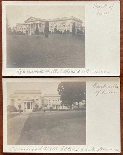 ELKINS PARK, PA ~ 2 REAL PHOTO PCS, WIDENER'S LYNNEWOOD HALL MANSION ~ 1903-06