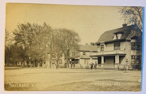 Rare 1909 Railroad Ave., Wyoming, Delaware Real Photo Postcard!!