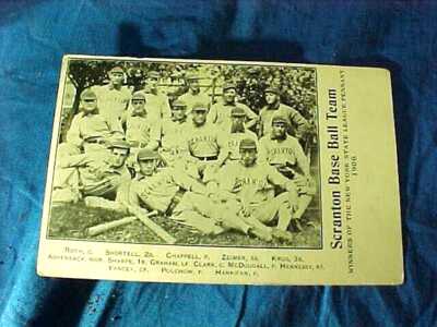 1906 SCRANTON " MINERS " Champions NY State League BASEBALL TEAM Photo POSTCARD