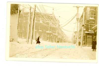 Middletown NY - NORTH STREET STORE FRONTS DURING BLIZZARD - RPPC Still Postcard