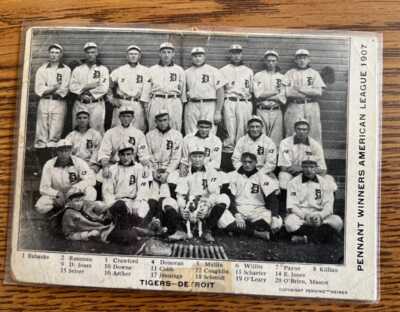 1907 Detroit Tigers Baseball Team Postcard Pennant Winners American Leag Ty Cobb