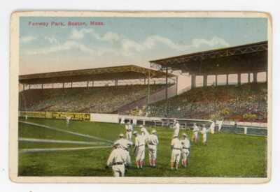circa 1915-16 baseball postcard, Fenway Park, Boston, MA;    ?Babe Ruth at Bat