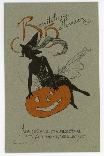 Rare Early Schmucker Witch Halloween Postcard Series 26 Never Get Scared