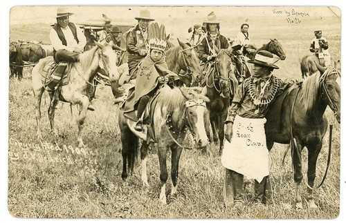 RPPC Native Americans Chief Bear Claw and Little Chief with Others on Horseback