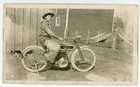 RPPC Motorcycle "Excelsior Cub Cadet" Cowboy in Woolies