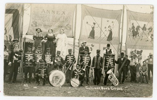 RPPC Black Americans Gollmar Brothers Circus Band Sunny South Banner