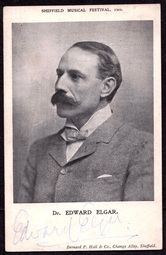 SIGNED AUTOGRAPH POSTCARD SIR EDWARD ELGAR ENGLISH COMPOSER 1st BARONET c1910
