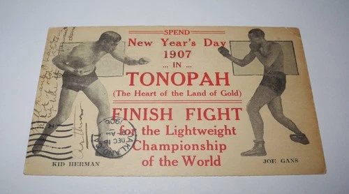 1907 Boxing Joe Gans Kid Herman Tonopah Nevada Land of Gold Lightweight Postcard
