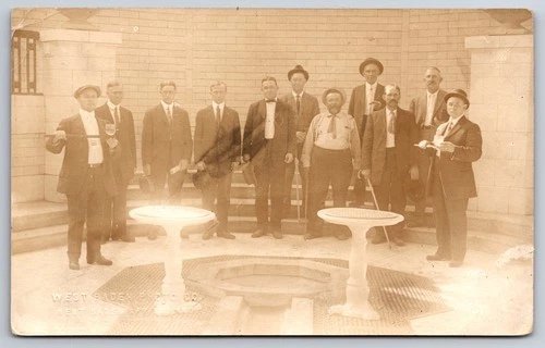 Wow! West Baden Springs French Lick Indiana Men Fountain Real Photo RPPC