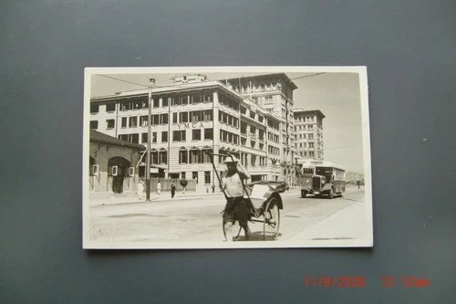 Hong Kong YMCA hotel and bus unused RPPC c 1950´s
