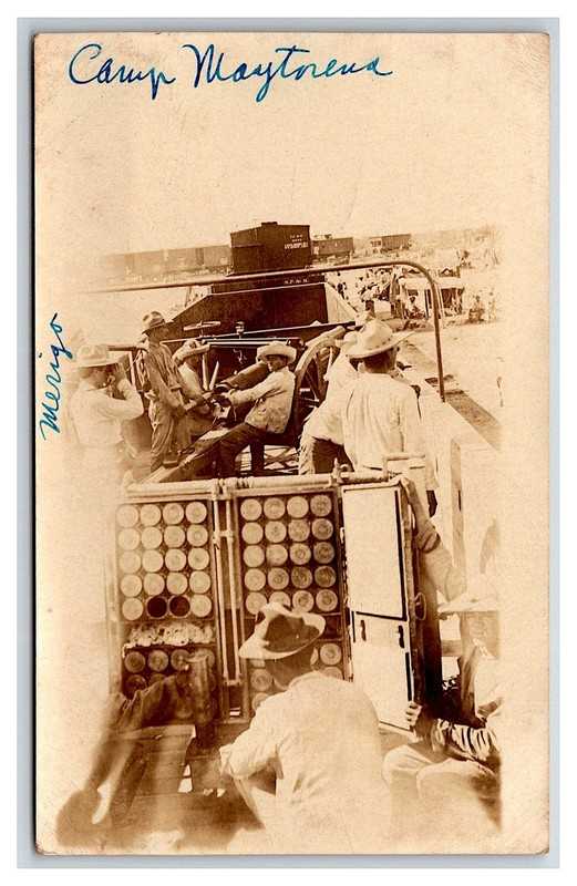 Mexican Revolution ~ Camp Maytorena ~ Loading Mortars in RAILROAD car ~ S&P
