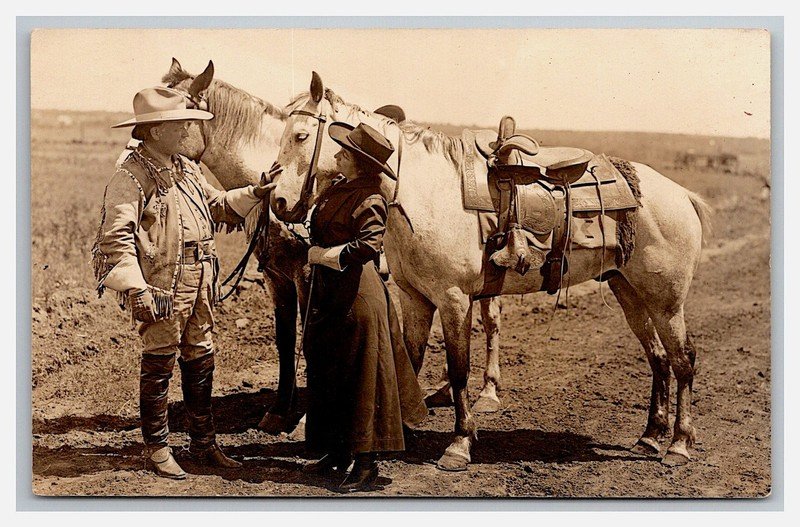 May Lillie Sharp shooter Cowgirl & Husband Pawnee Bill RPPC ~ Oklahoma