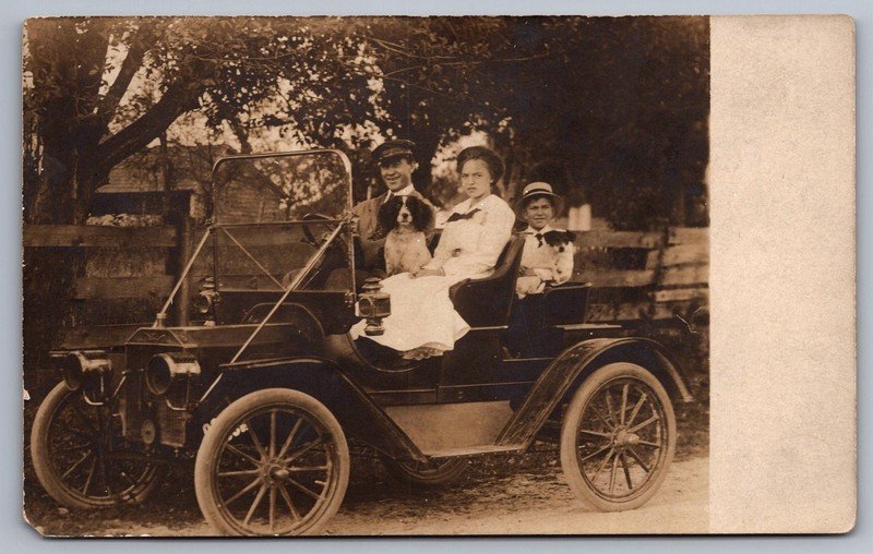 Antique RPPC Ford Model S? motor car auto right-side drive Real Photo Postcard