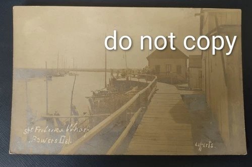 1910s Str. Frederica Wharf Bowers DE Lefferts Real Photo Postcard Delaware RPPC