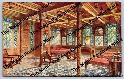 Turkish Bath Interior RMS Olympic White Star Line Titanic Sister Postcard 1913