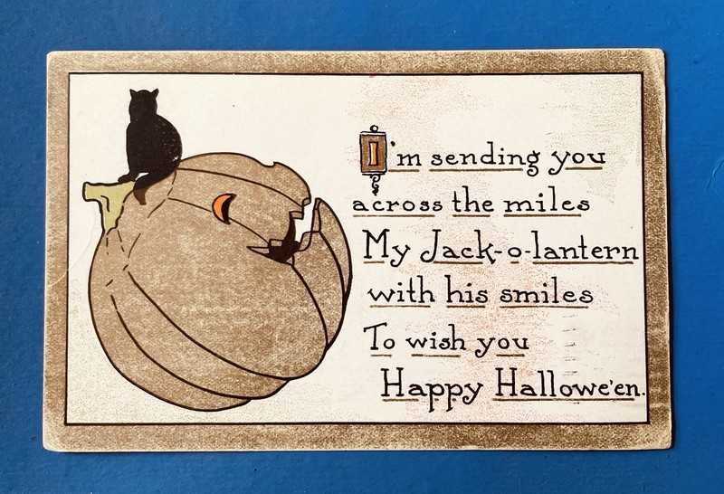 Rare Antique 1908-1915 Halloween Greeting Postcard • K & T Co.