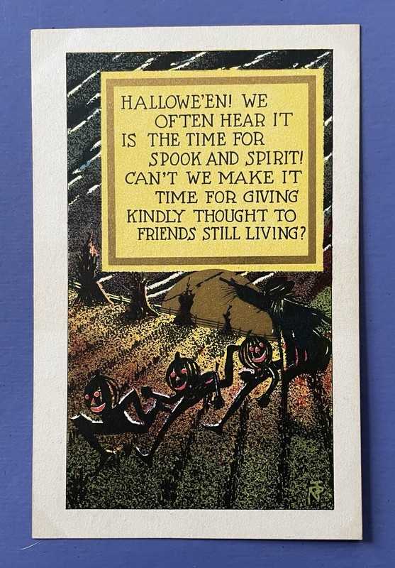 Rare Antique 1908-1915 Halloween Greeting Postcard • National Art Publishers Co.