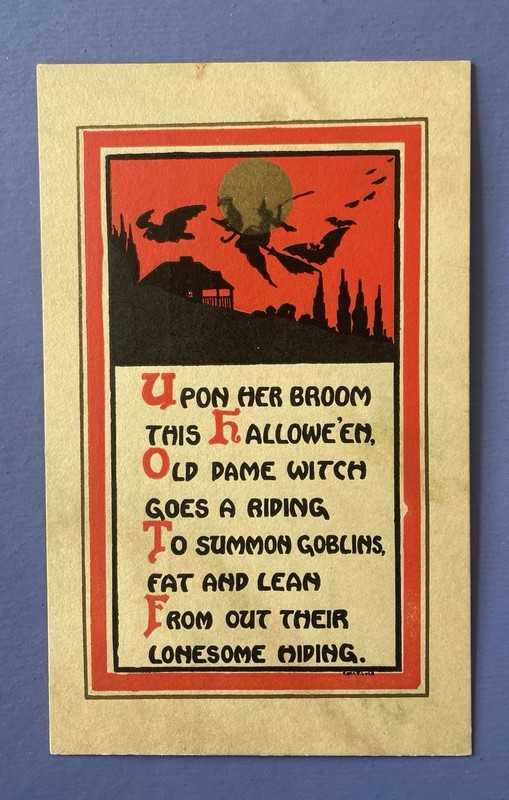 Rare Antique 1908-1915 Halloween Greeting Postcard • National Art Publishers Co.