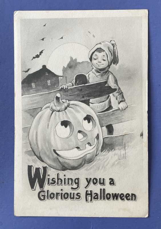 Antique 1913 Halloween Greeting Postcard • S. Bergman Publishing Company