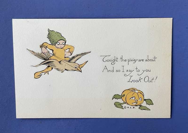 Antique 1908-1915 Halloween Greeting Postcard • H L Woehler