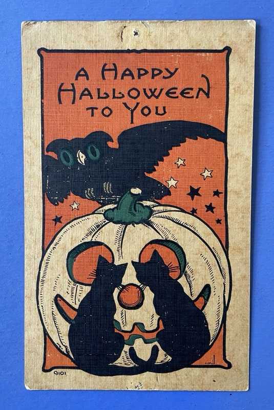 Antique/Vintage 1908-1915 Halloween Greeting Postcard • S. Bergman Publishing