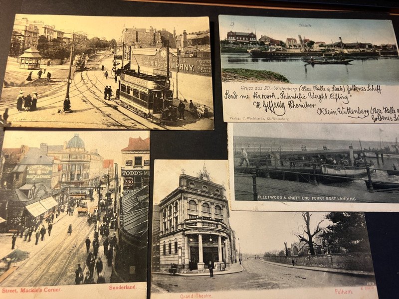 10 Misc Postcards sent to Thomas Inch Strongman /Circus c1904/5 Irish Exhibition