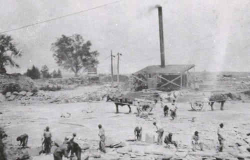 Grindstone City Michigan RPPC Postcard Mining Mill Men Labor Horse Buggys