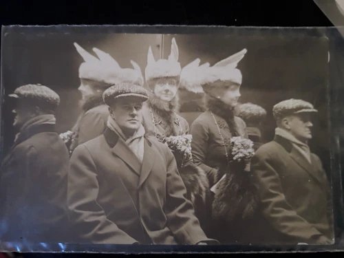 The Myers Studio 1916 Real Photo RPPC Postcard Group Portrait Bunny Ears Divided