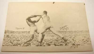 1910 Johnson Jeffries Dana Photo Postcard Round 9 No.59 Boxing Match Reno NV