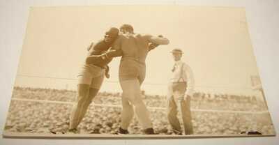 Johnson Jeffries Postcard Boxing Match Reno NV July 4 1910 Johnson Smiling