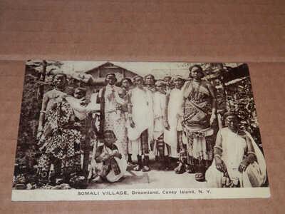 CONEY ISLAND NY - SOMALI VILLAGE - DREAMLAND HUMAN EXHIBIT - 1907-1915 POSTCARD