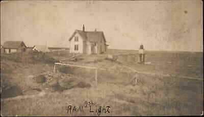 Ram Island Lighthouse Maine Portland Casco Bay c1910 Real Photo Postcard