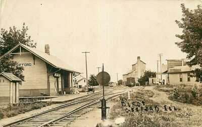 Real Photo Postcard Railroad Depot, Gifford, Illinois - used 191?