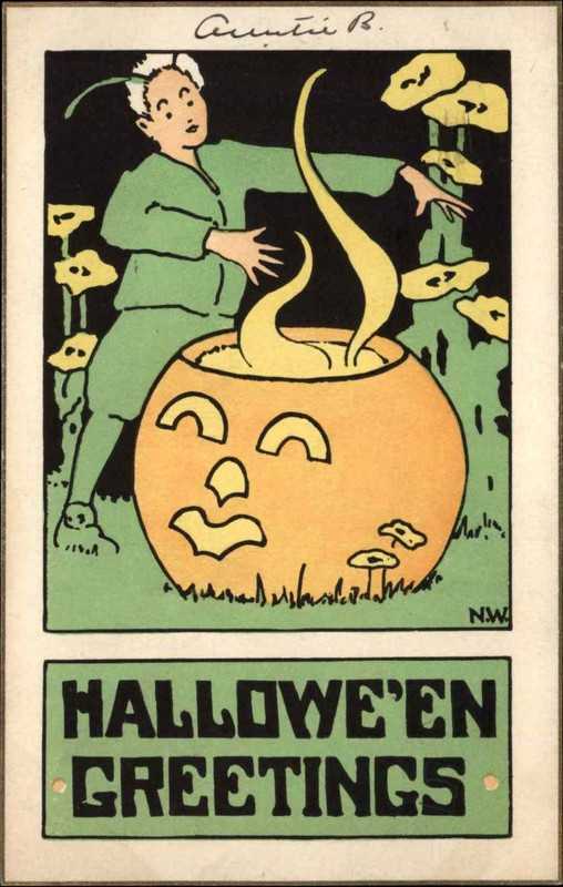 Halloween Boy & JOL Rust Craft Shop NW SUPER RARE c1915 Vintage Postcard