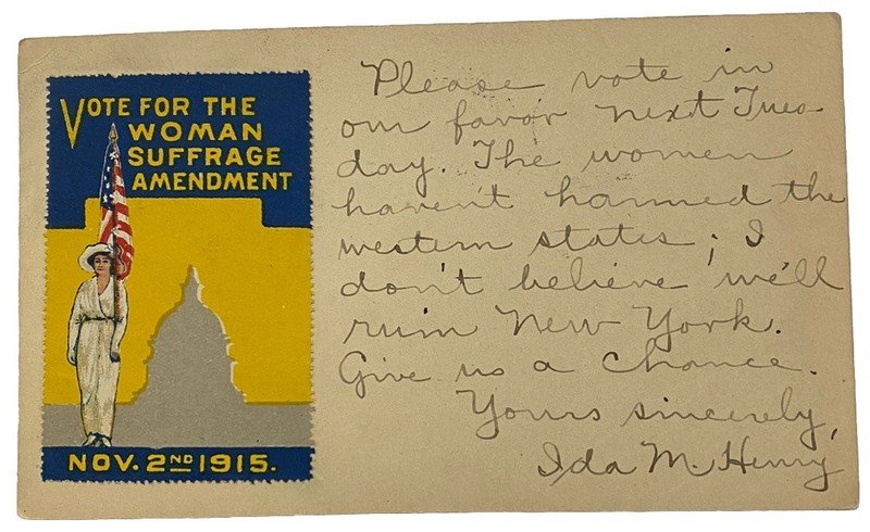 Vintage Postcard ~ Vote for Suffrage, Handwritten Note by Suffragette, New York