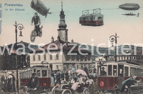 Postcard Freiwaldau in the future Santos Dumont suspension railway aircraft Zepp