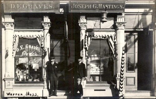 Warren MA Storefront Graves & Hastings c1900s-10s Real Photo Postcard bhn