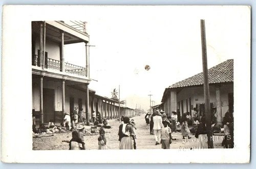 Acapulco Guerrero Mexico Postcard Street Scene JJ Pintos c1910 RPPC Photo