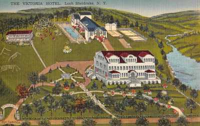 LOCH SHELDRAKE, NY, VICTORIA KOSHER HOTEL, JUDAICA, LANDIS PUB ADV PC c 1940's
