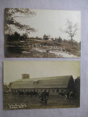 c 1913 Lot 2 RPPC Real Photo Postcards ST. HELEN Mich CARTER BROS DAIRY & HOME