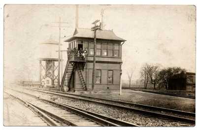 OH Ohio Latimer Railroad Train Station Depot Tower Trumbull County Postcard RPPC