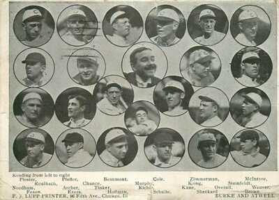 Postcard 1910 Chicago Cubs Baseball Team Player Portraits - used in 1910