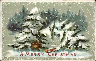 Christmas Fantasy Anthropomorphic Tree People Fantasy EBC 1800 Postcard #2