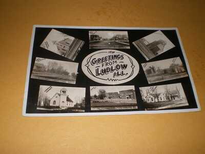 1911 RPPC Multi View Greetings From Ludlow Illinois Champaign County IL Postcard