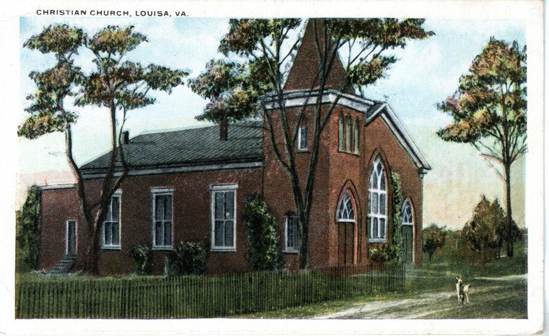 ~1920's LOUISA VA - RARE W.E. BURGESS - Christian Church in color