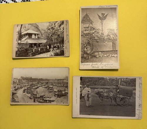 Rare CDV’s of Malaysia-Penang, Singapore, Hotel, Bull Cart, Fruit-total of 4Open