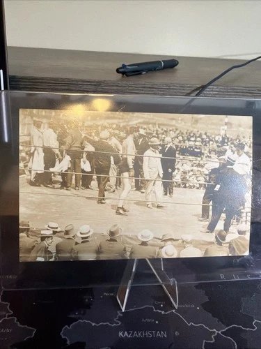 1915 JACK JOHNSON KO'd by JESS WILLARD real photo postcard from Cuba boxing