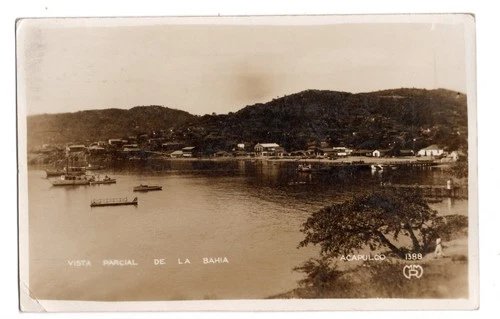 Photo Postcard Acapulco Mexico Bay Port Run 1937 Castle RPPC Vintage F2120